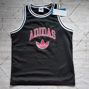 Adidas Black Tank Top with Red Logo Boys Size Medium Nwt
